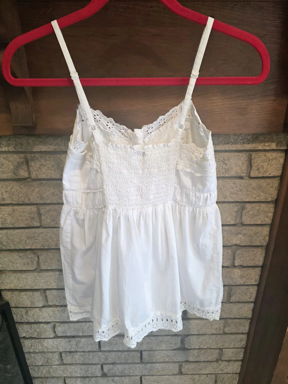 J. Crew White Cotton Eyelet-Trim Camisole